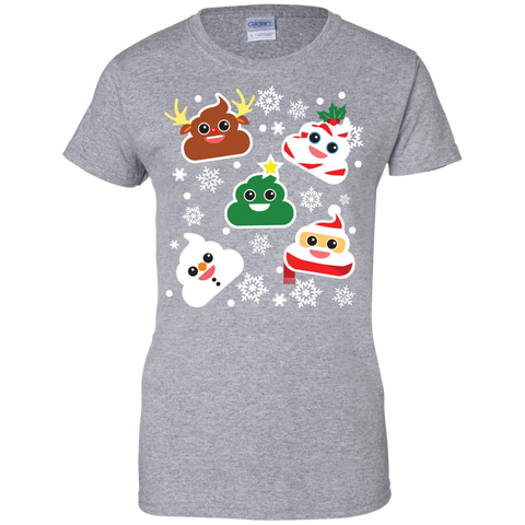 Image of Funny Smiling Poop Ladies' 100% Cotton T-Shirt - Christmas Collection - DNA Trends