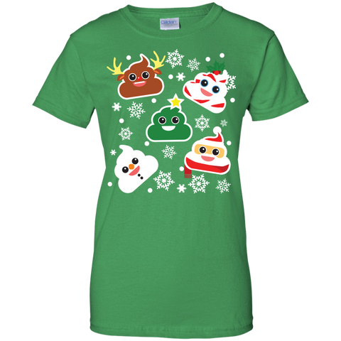 Image of Funny Smiling Poop Ladies' 100% Cotton T-Shirt - Christmas Collection - DNA Trends