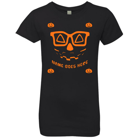 Image of Personalized Creepy Nerd Pumpkin Halloween Costume Girls' Princess T-Shirt - DNA Trends