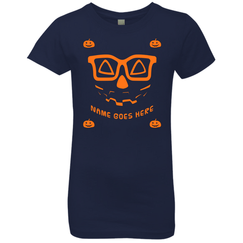Image of Personalized Creepy Nerd Pumpkin Halloween Costume Girls' Princess T-Shirt - DNA Trends
