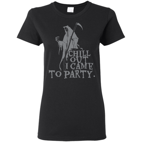 Image of Chill Out I Came To Party Grim Reaper T-Shirt Halloween Clothing (Women) - DNA Trends