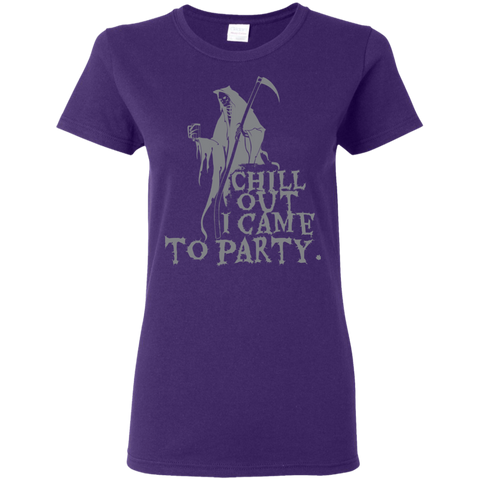 Image of Chill Out I Came To Party Grim Reaper T-Shirt Halloween Clothing (Women) - DNA Trends
