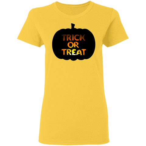 Image of Trick or Treat Pumpkin Halloween Ladies' T-Shirt - DNA Trends