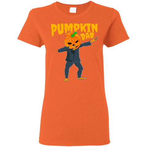 Image of Trendy Pumpkinhead Dab T-Shirt Halloween Shirt (Women) - DNA Trends