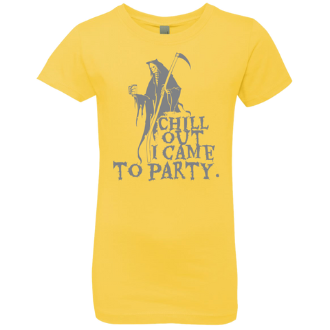 Image of Chill Out I Came To Party Grim Reaper T-Shirt Halloween Clothing (Girls) - DNA Trends