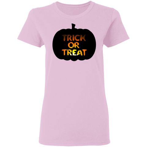 Image of Trick or Treat Pumpkin Halloween Ladies' T-Shirt - DNA Trends