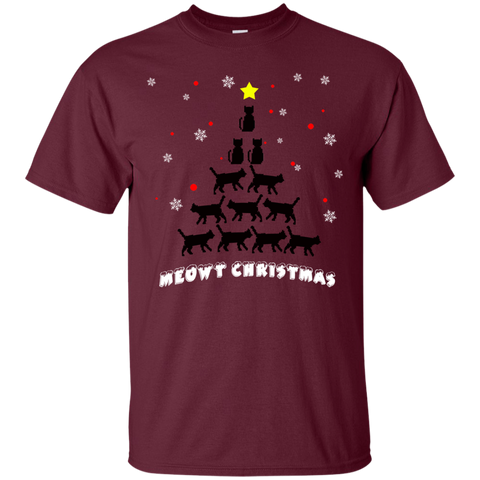 Image of Stylish Meowy Christmas Cat Lovers Ultra Cotton Christmas T-Shirt - DNA Trends