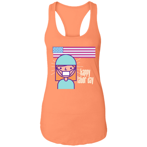 Image of Happy Labor Day Ladies Racerback Tank - DNA Trends