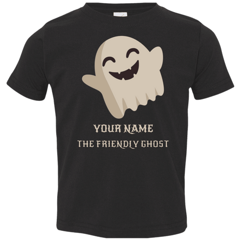 Image of Personalised Friendly Ghost Halloween Costume Jersey T-Shirt(Toddler) - DNA Trends