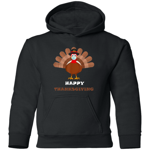 Image of Happy Thanksgiving Masked Turkey Youth Pullover Hoodie - DNA Trends