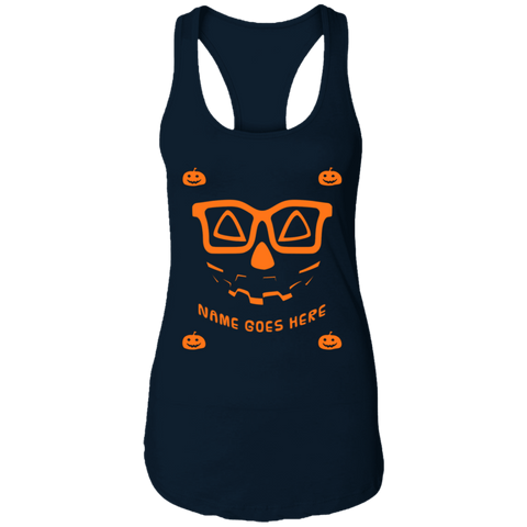 Image of Personalized Creepy Nerd Pumpkin Halloween Costume  Ladies Ideal Racerback Tank - DNA Trends