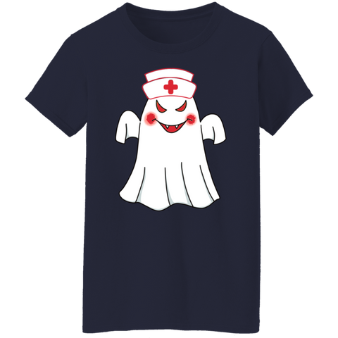 Image of Ghost Nurse Halloween Costume Ladies' T-Shirt - DNA Trends