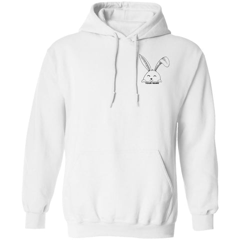 Image of Minimalist Easter Bunny Custom Name Unisex Pullover Hoodie: Easter Bunny Custom Name,Pocket Bunny, Minimalist Easter, Personalized Easter