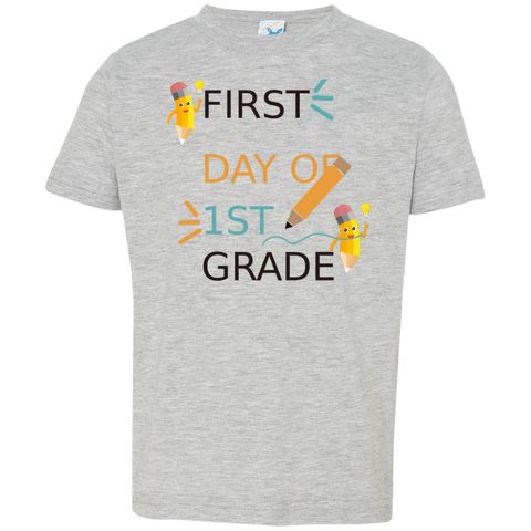 Image of First Day Of First Grade Toddler Jersey T-Shirt, Back To School Tshirt - DNA Trends