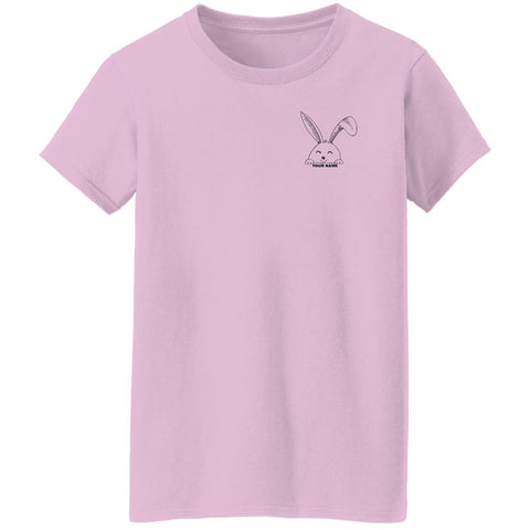 Image of Minimalist Easter Bunny Custom Name Ladies' T-Shirt: Easter Bunny Custom Name,Pocket Bunny, Minimalist Easter, Personalized Easter
