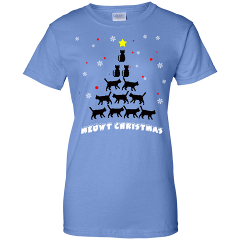 Image of Meowy Christmas Cat Lover Ladies' 100% Cotton T-Shirt - DNA Trends