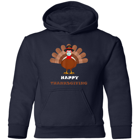 Image of Happy Thanksgiving Masked Turkey Youth Pullover Hoodie - DNA Trends