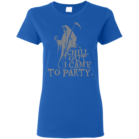 Image of Chill Out I Came To Party Grim Reaper T-Shirt Halloween Clothing (Women) - DNA Trends