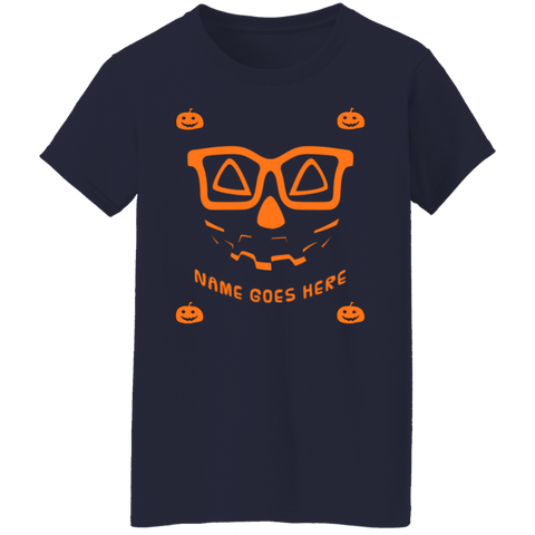 Image of Personalized Creepy Nerd Pumpkin Halloween Costume  Ladies'  T-Shirt - DNA Trends