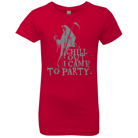 Image of Chill Out I Came To Party Grim Reaper T-Shirt Halloween Clothing (Girls) - DNA Trends