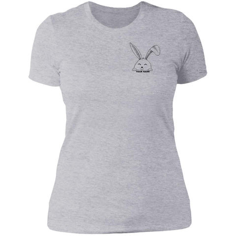 Image of Minimalist Easter Bunny Custom Name Ladies' T-Shirt: Easter Bunny Custom Name,Pocket Bunny, Minimalist Easter, Personalized Easter