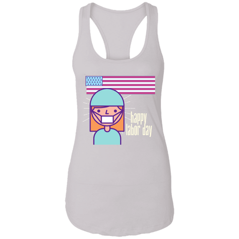 Image of Happy Labor Day Ladies Racerback Tank - DNA Trends