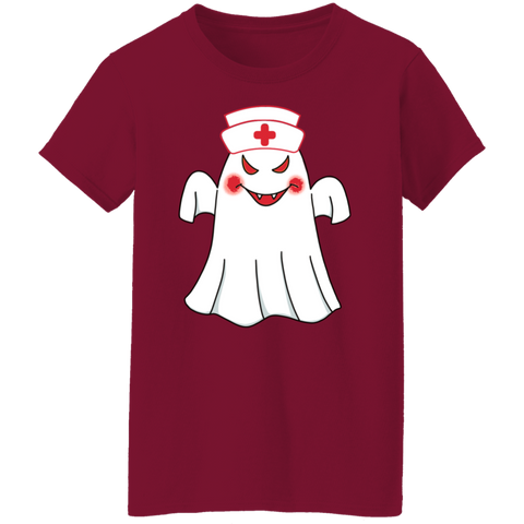 Image of Ghost Nurse Halloween Costume Ladies' T-Shirt - DNA Trends