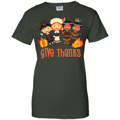 Image of Give Thanks Cool Ladies' Thanksgiving 100% Cotton T-Shirt - Very Comfortable - DNA Trends