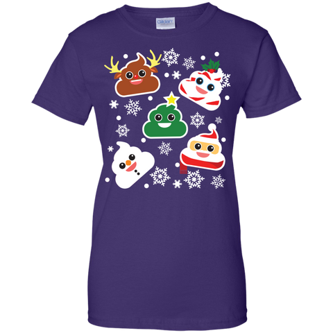 Image of Funny Smiling Poop Ladies' 100% Cotton T-Shirt - Christmas Collection - DNA Trends