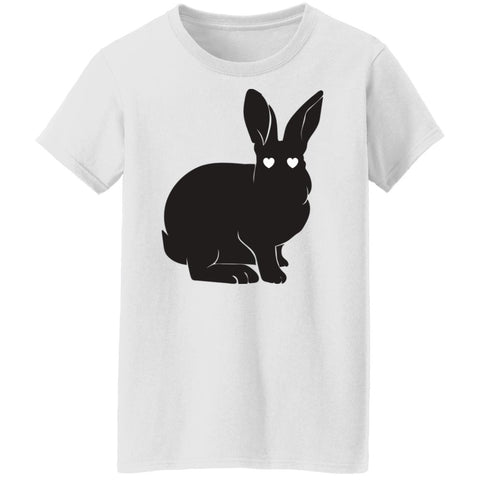 Image of Silhouette Cute Easter Bunny Ladies' T-Shirt: Cute Easter Bunny, Cute Silhouette, Happy Easter, Family Easter