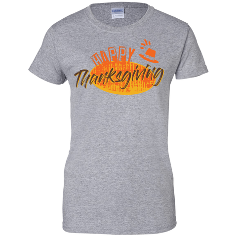 Image of Happy Thanksgiving Gildan Ladies' 100% Cotton T-Shirt - DNA Trends