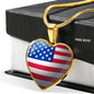 4th of July American Flag Necklace, Custom Patriotic Jewelry, Personalized Engraving at the back, Patriotic Gift - DNA Trends