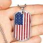 4th of July, American Flag Necklace, American Flag Pendant, Patriotic Gift,- US Flag Necklace , Custom Engraving At The Back - DNA Trends