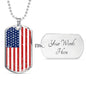 4th of July, American Flag Necklace, American Flag Pendant, Patriotic Gift,- US Flag Necklace , Custom Engraving At The Back - DNA Trends