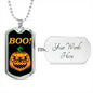 Boo! Pumpkin Halloween Luxury Dog Tag Necklace - Jewelry - DNA Trends
