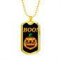 Boo! Pumpkin Halloween Luxury Dog Tag Necklace - Jewelry - DNA Trends