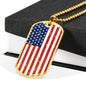 4th of July, American Flag Necklace, American Flag Pendant, Patriotic Gift,- US Flag Necklace , Custom Engraving At The Back - DNA Trends