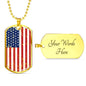 4th of July, American Flag Necklace, American Flag Pendant, Patriotic Gift,- US Flag Necklace , Custom Engraving At The Back - DNA Trends