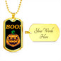 Boo! Pumpkin Halloween Luxury Dog Tag Necklace - Jewelry - DNA Trends
