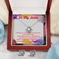 Mother's Day Gift To Big Sister: Love Knot Earring & Necklace Set- My Sister , My Second Mother Message Card