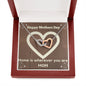 Gift To Mom: Two Hearts Zirconia Necklace- Home is Wherever You Are Mothers Day Message Card