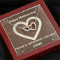 Gift To Mom: Two Hearts Zirconia Necklace- Home is Wherever You Are Mothers Day Message Card