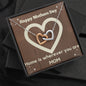 Gift To Mom: Two Hearts Zirconia Necklace- Home is Wherever You Are Mothers Day Message Card