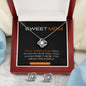 Gift From Son to Mom: Love Knot Earrings and Necklace Set, Mother's Day Jewelry Message Card , To My First Love , Son To Mom Gifts