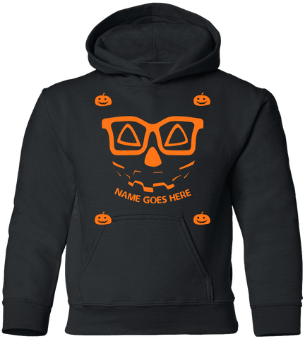 Image of Personalized Creepy Nerd Pumpkin Halloween Costume Youth Pullover Hoodie - DNA Trends