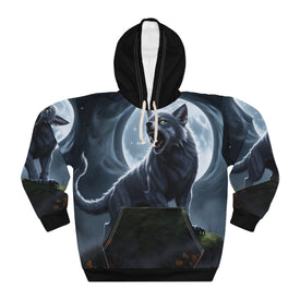 Halloween Lunar Howl – Full Moon Werewolf Hoodie ,Mystical Wolf Design Pullover Hoodie, Cozy National Wolf Day Gift, Full Moon Hoodie