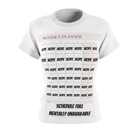Mentally Unavailable | Funny NOPE Calendar T-Shirt  Cut & Sew Tee, Self-Care Shirt, Schedule Full T-Shirt, Planner Humor Top