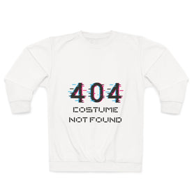 404 Costume Not Found Sweatshirt, Unisex Cozy Pullover, Funny Geeky Apparel, Perfect for Halloween, Gift for Tech Lovers, Casual Fashion