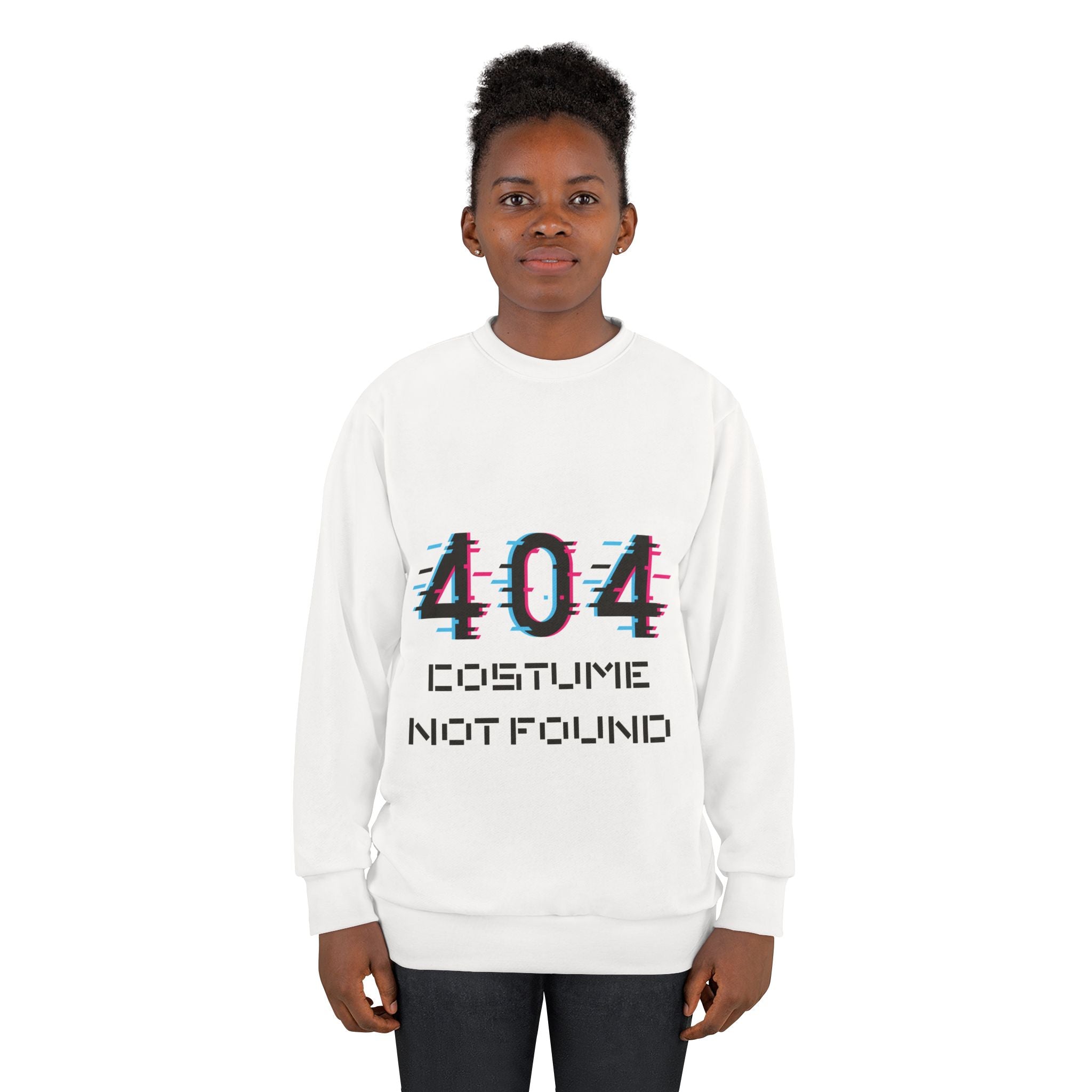 404 Costume Not Found Sweatshirt, Unisex Cozy Pullover, Funny Geeky Apparel, Perfect for Halloween, Gift for Tech Lovers, Casual Fashion
