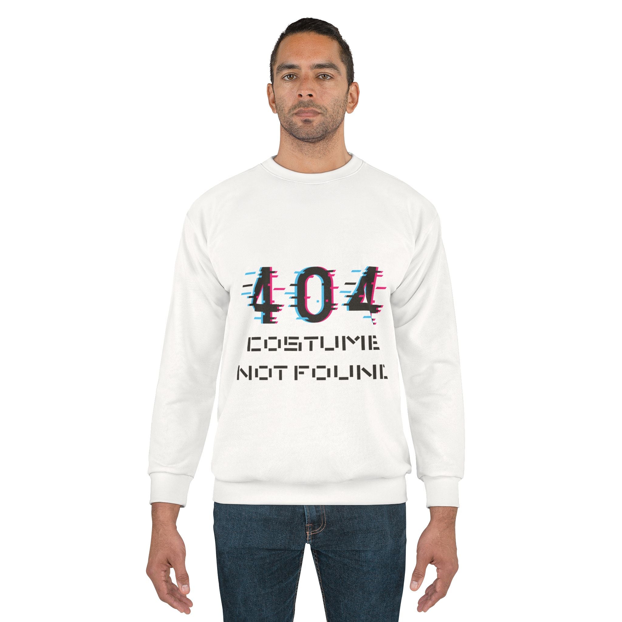 404 Costume Not Found Sweatshirt, Unisex Cozy Pullover, Funny Geeky Apparel, Perfect for Halloween, Gift for Tech Lovers, Casual Fashion